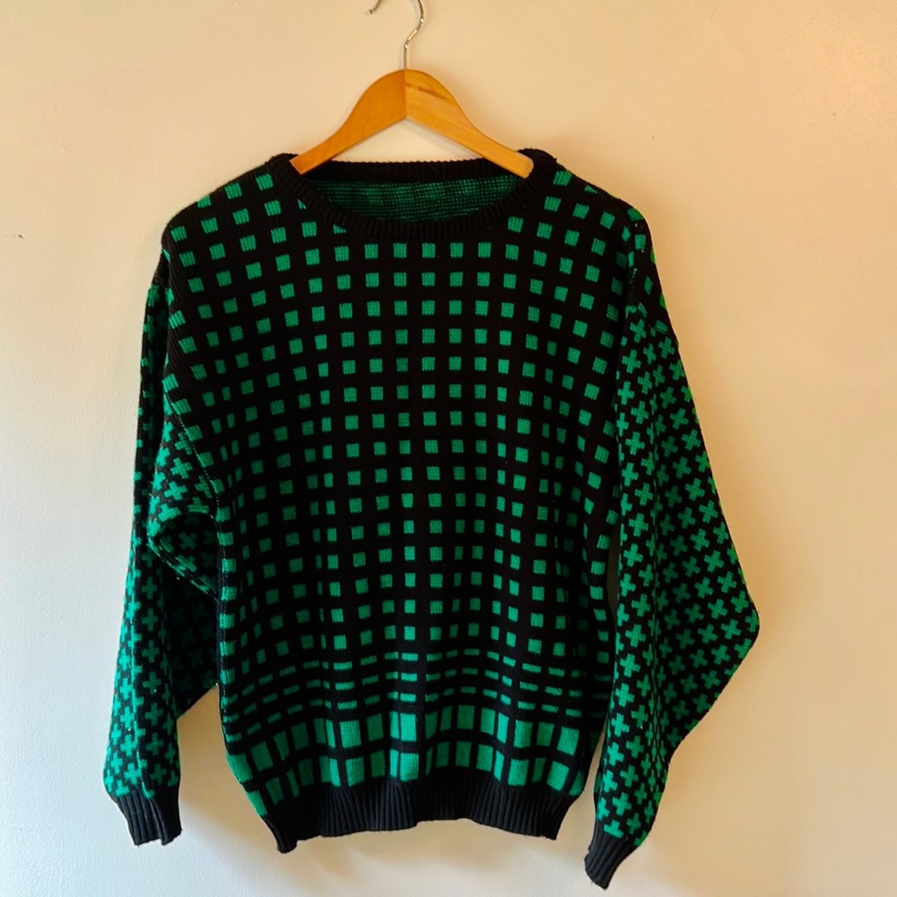 Vintage Green & Black Sweater